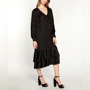 Belldini Black Label Black Pleated Ruffle Midi Dress Sz 1X